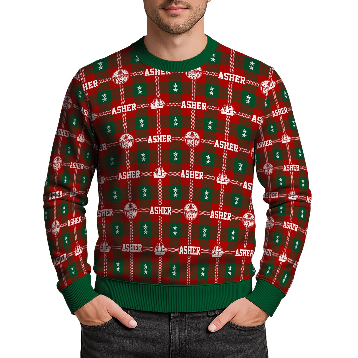 Personalized US Navy Christmas Ugly Sweater UST020