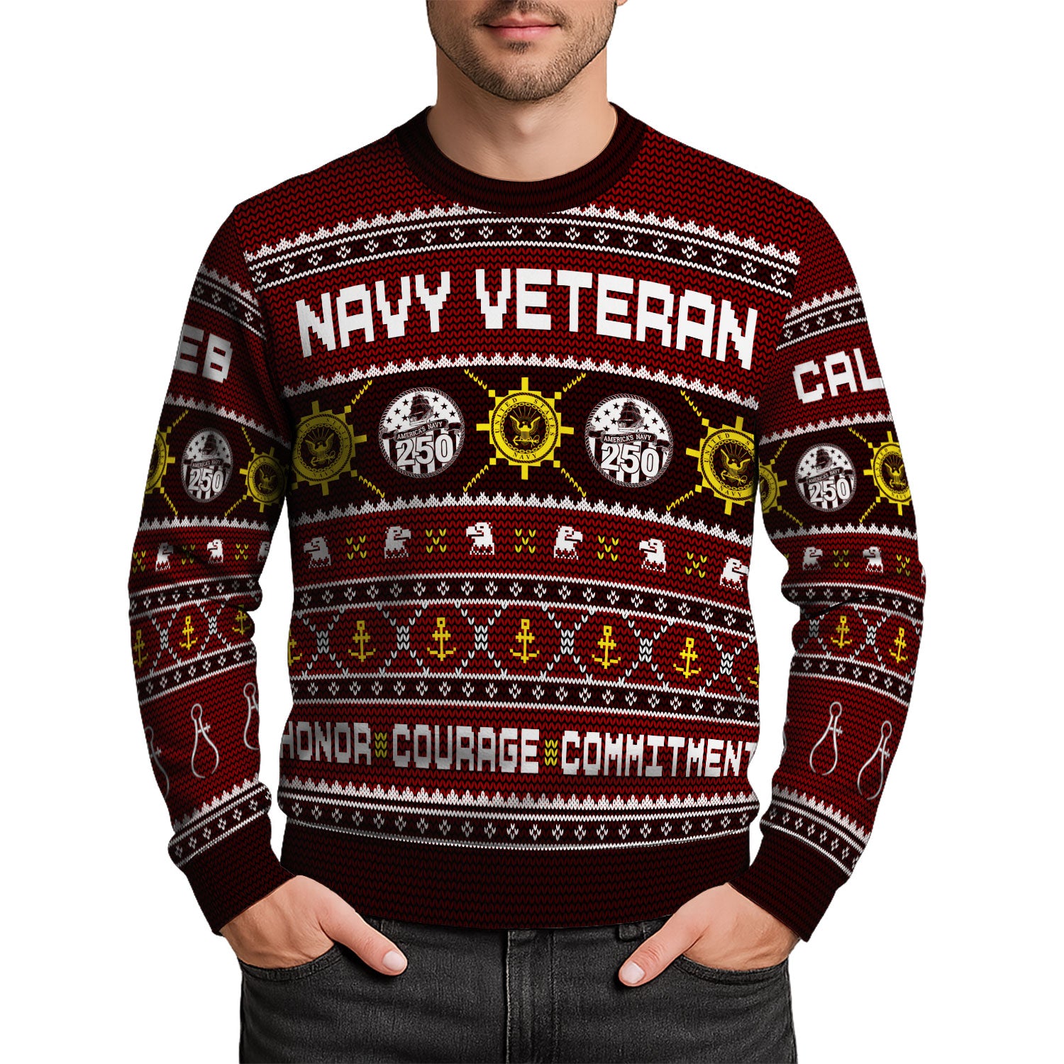 Personalized US Navy Christmas Ugly Sweater UST021