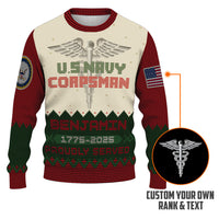 Personalized US Navy Christmas Ugly Sweater UST022