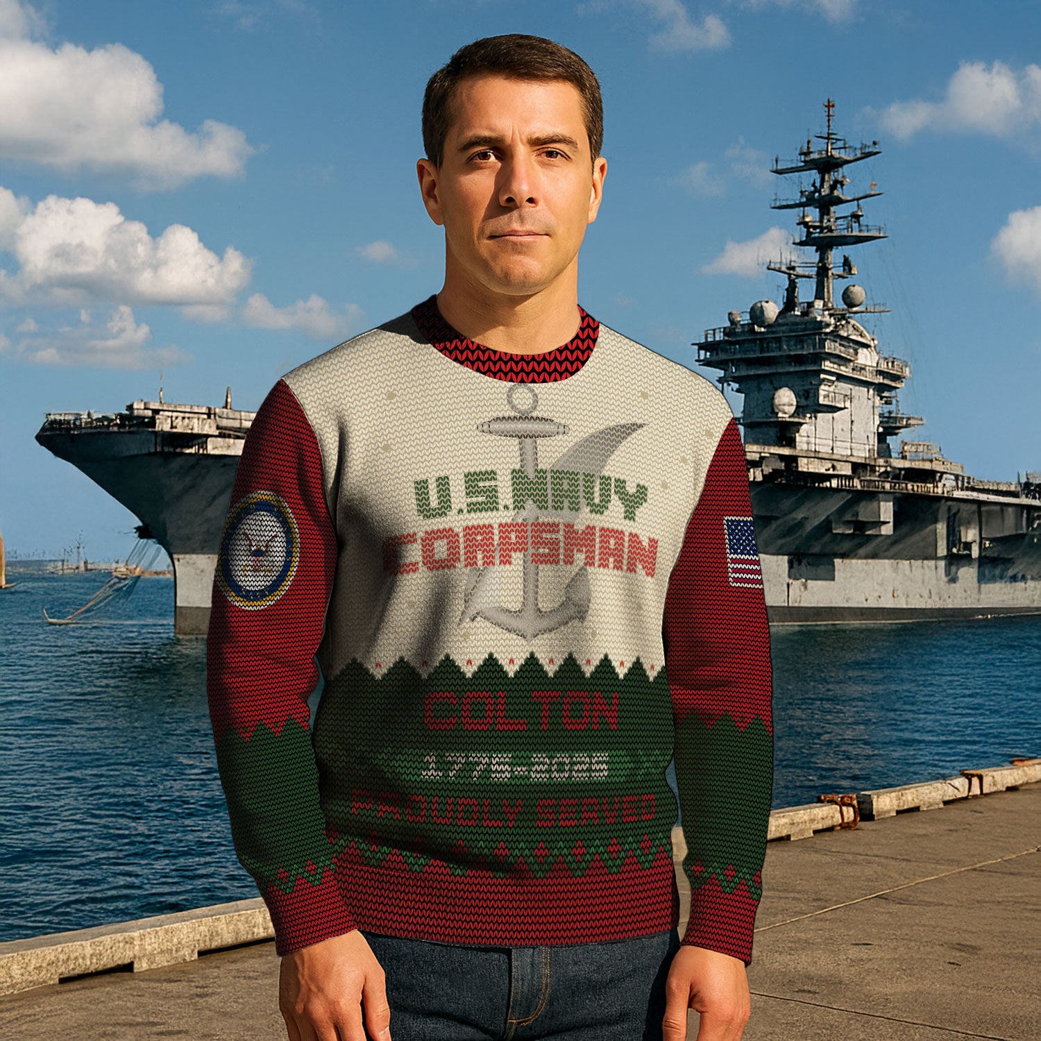 Personalized US Navy Christmas Ugly Sweater UST022
