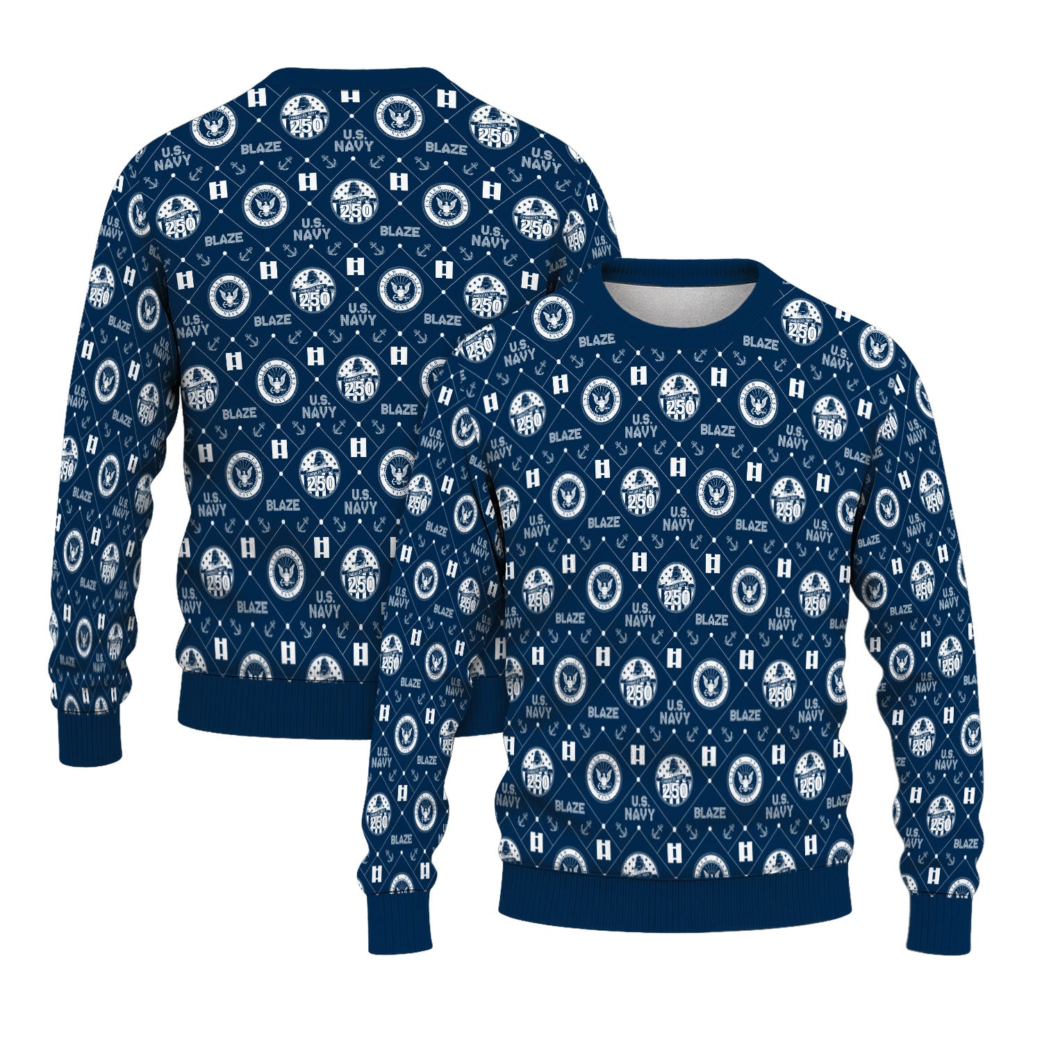 Personalized US Navy Christmas Ugly Sweater KAUST09