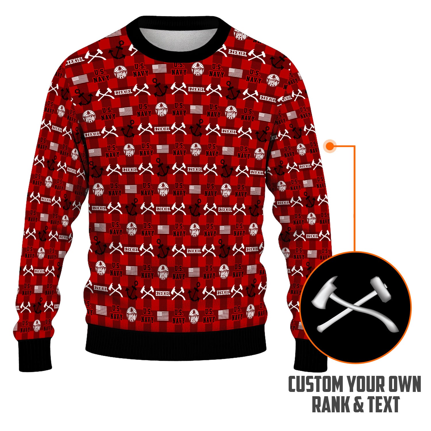 Personalized US Navy Christmas Ugly Sweater KAUST12