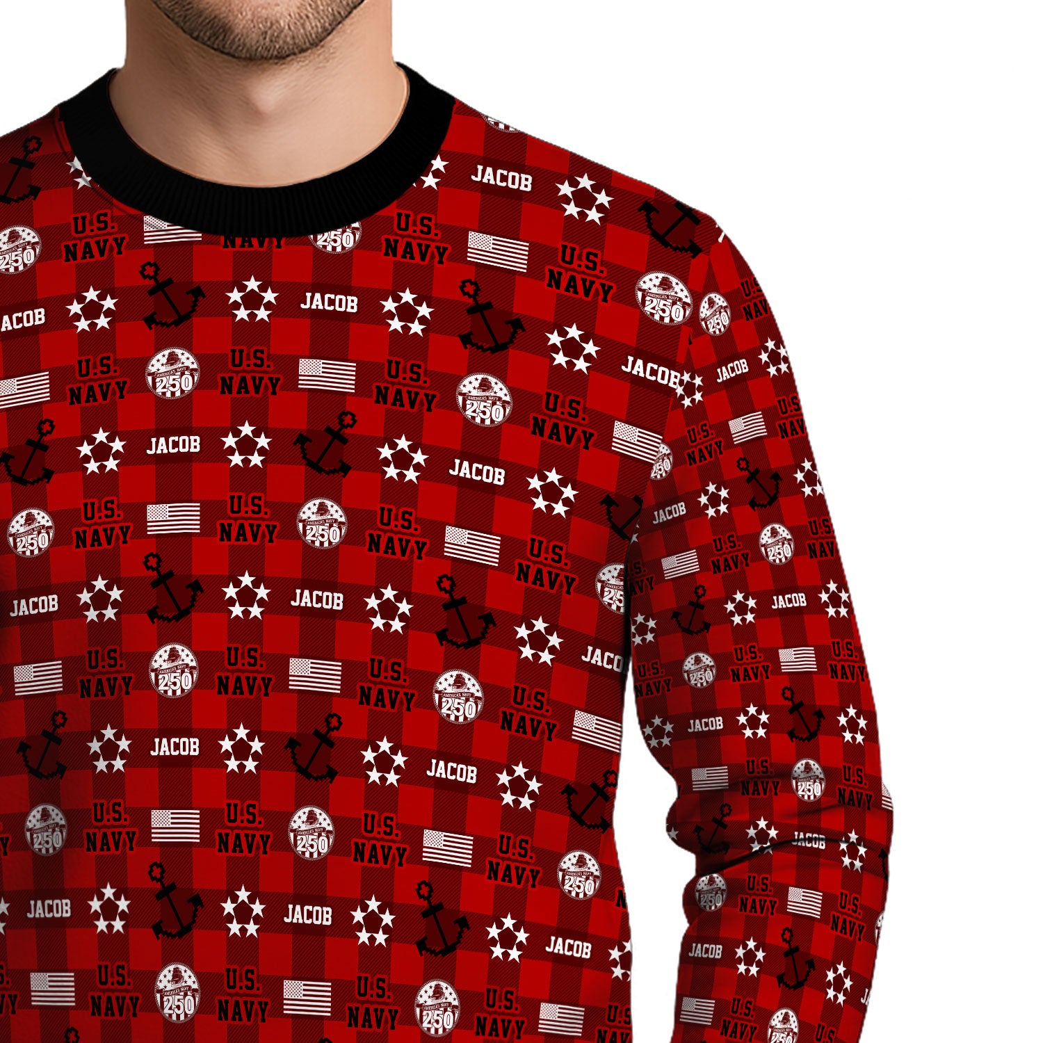 Personalized US Navy Christmas Ugly Sweater KAUST12