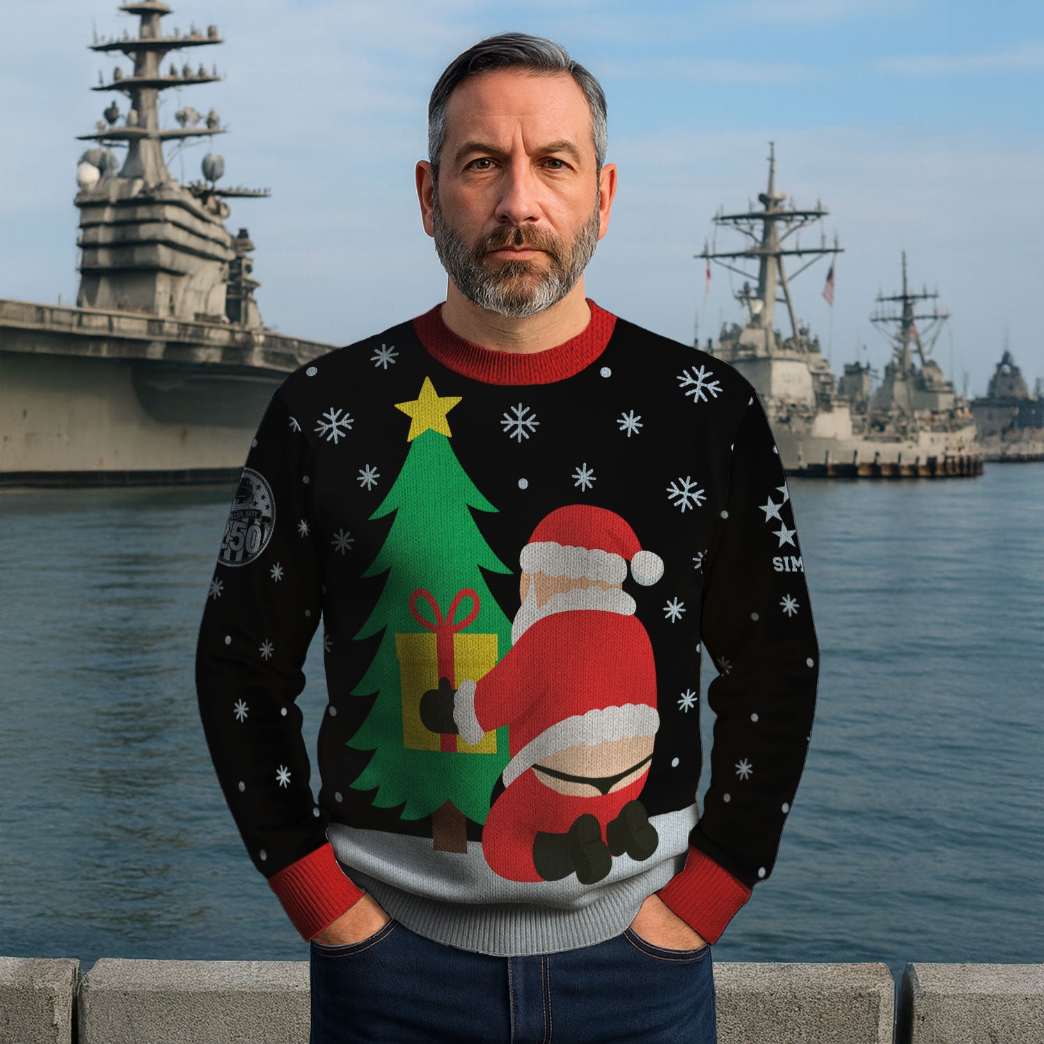 Personalized US Navy Christmas Ugly Sweater KAUST20