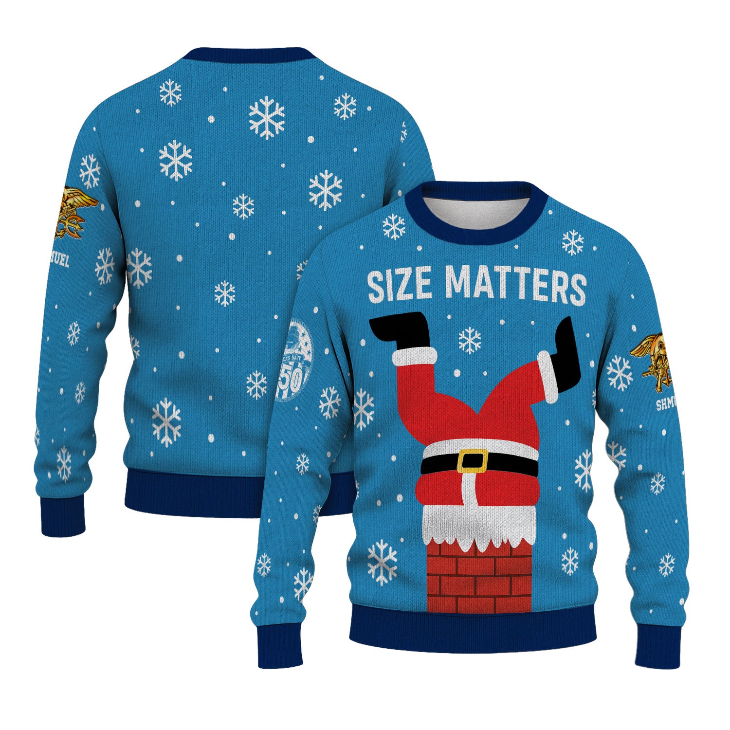 Personalized US Navy Christmas Ugly Sweater KAUST21