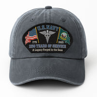 Premium Washed Denim Cap – Embroidered-Effect Print DC005