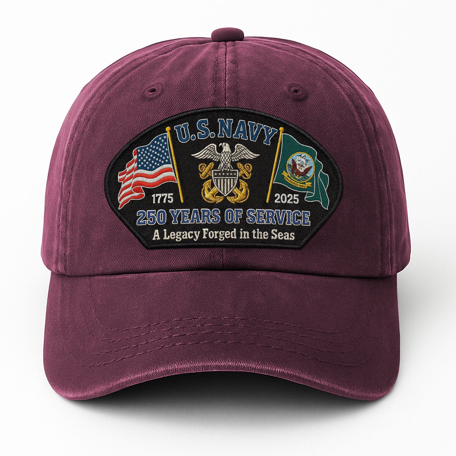 Premium Washed Denim Cap – Embroidered-Effect Print DC005