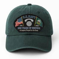Premium Washed Denim Cap – Embroidered-Effect Print DC005