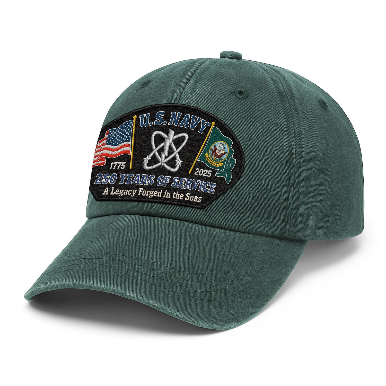 Premium Washed Denim Cap – Embroidered-Effect Print DC005
