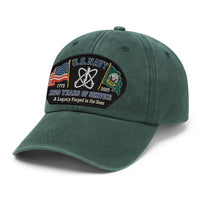 Premium Washed Denim Cap – Embroidered-Effect Print DC005