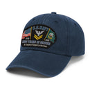 Premium Washed Denim Cap – Embroidered-Effect Print DC005
