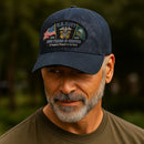 Premium Washed Denim Cap – Embroidered-Effect Print DC005