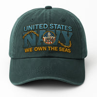 Premium Washed Denim Cap – Embroidered-Effect Print DC006