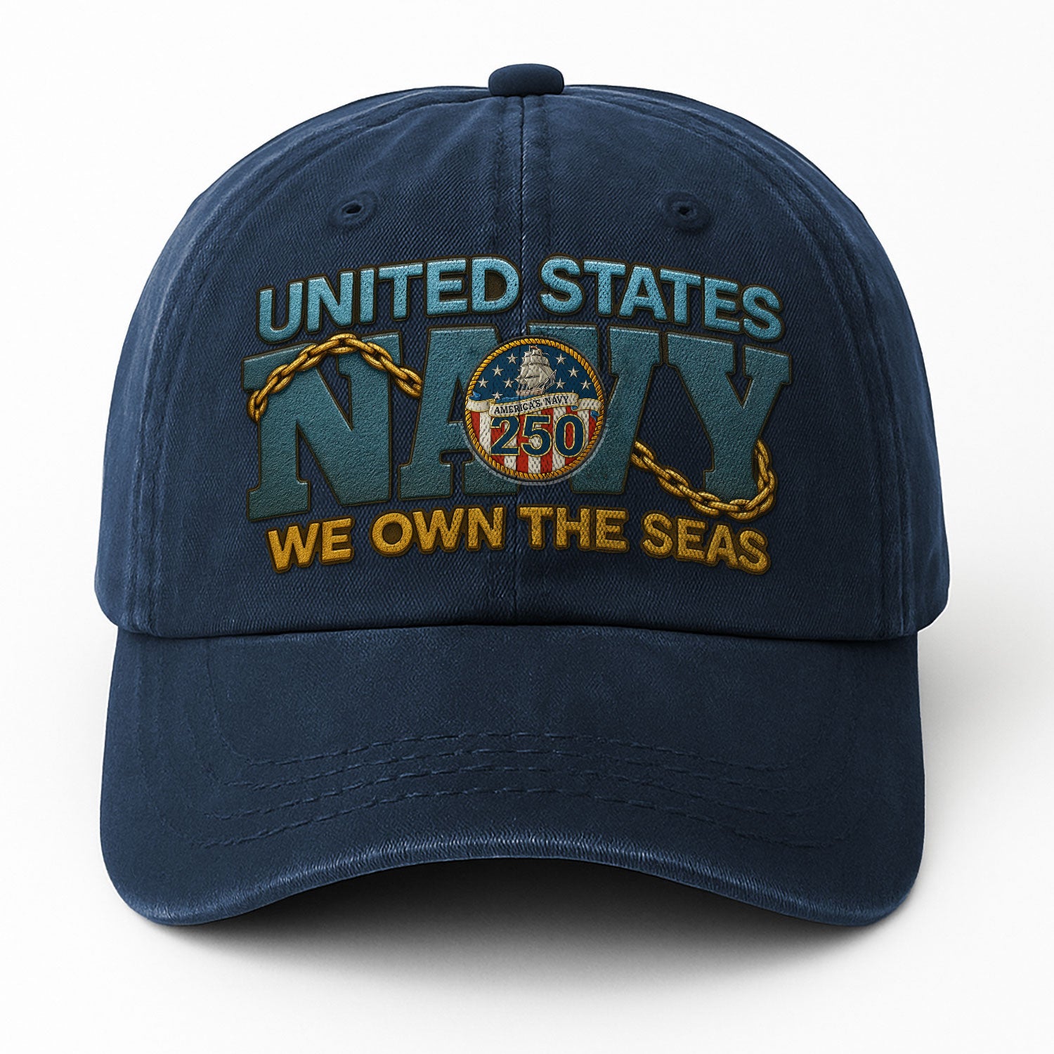 Premium Washed Denim Cap – Embroidered-Effect Print DC006