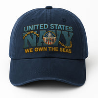 Premium Washed Denim Cap – Embroidered-Effect Print DC006
