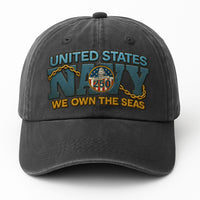 Premium Washed Denim Cap – Embroidered-Effect Print DC006
