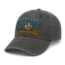 Premium Washed Denim Cap – Embroidered-Effect Print DC006