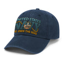 Premium Washed Denim Cap – Embroidered-Effect Print DC006