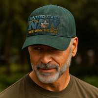 Premium Washed Denim Cap – Embroidered-Effect Print DC006