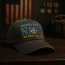Premium Washed Denim Cap – Embroidered-Effect Print DC006