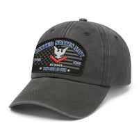 Premium Washed Denim Cap – Embroidered-Effect Print DC0011