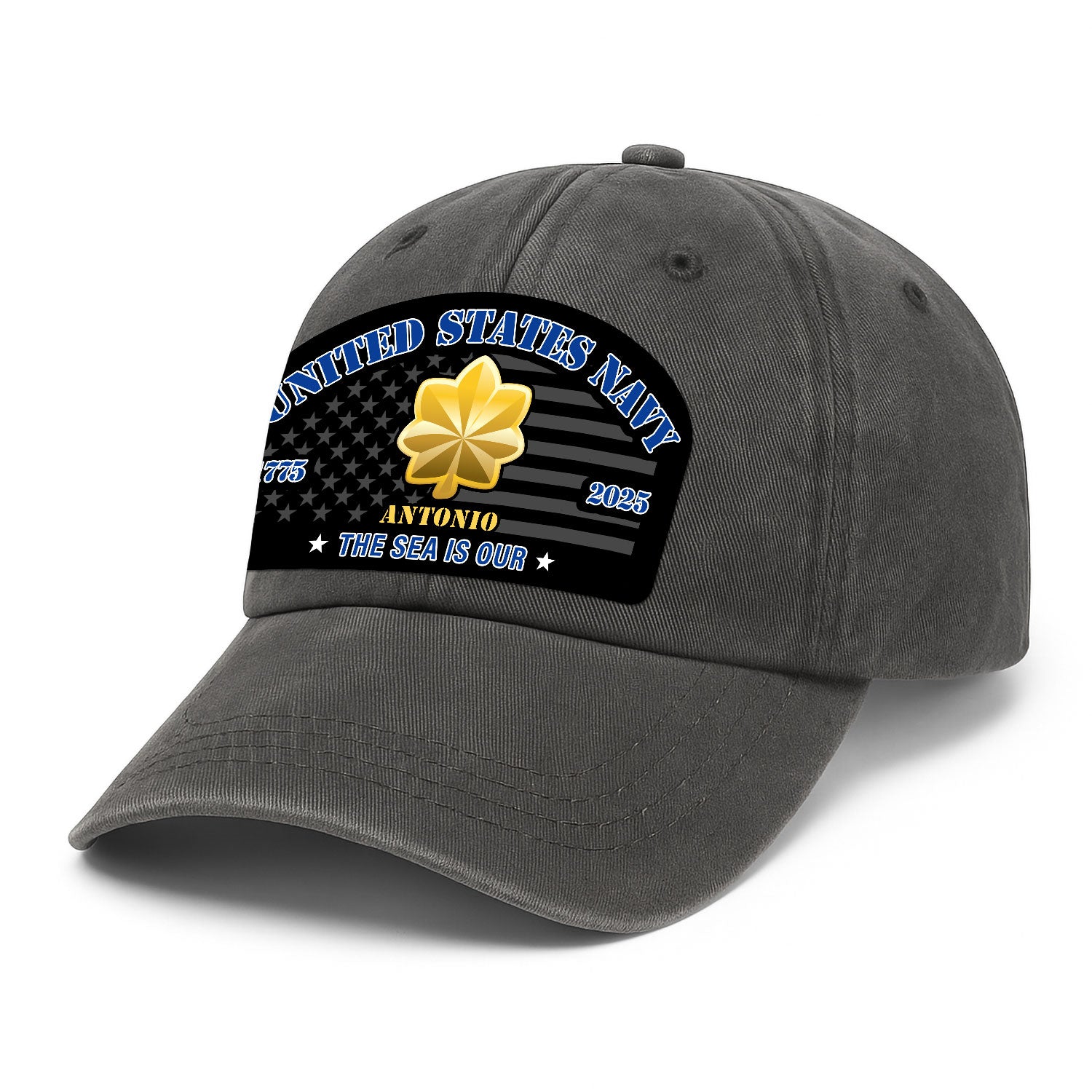 Custom Ranks & Text Premium Washed Denim Cap DC002