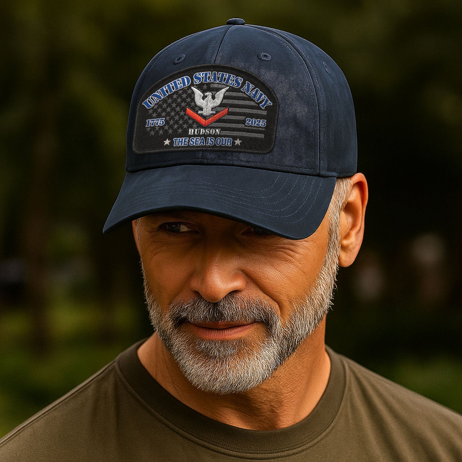 Premium Washed Denim Cap – Embroidered-Effect Print DC0011