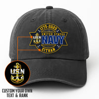 Custom Ranks & Text Premium Washed Denim Cap DC003