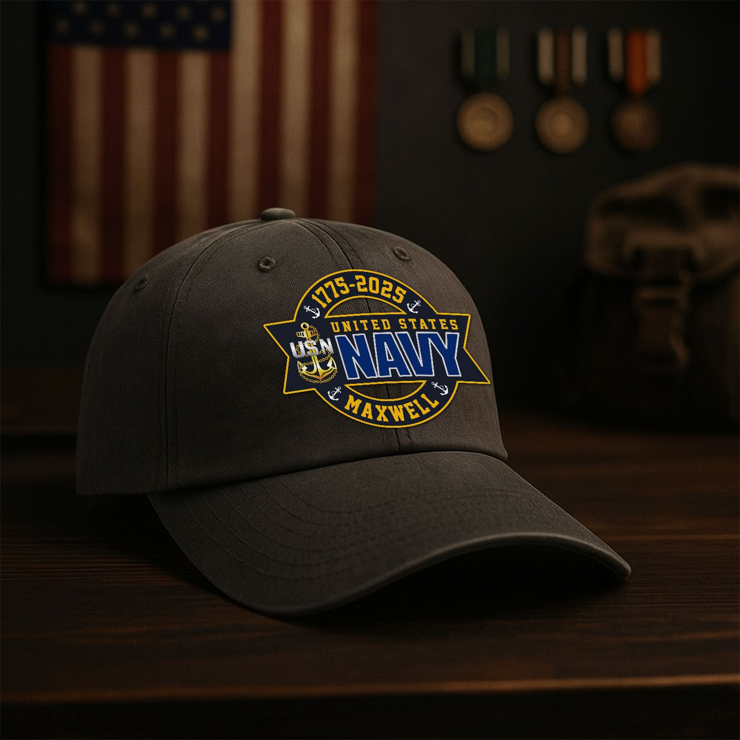 Custom Ranks & Text Premium Washed Denim Cap DC003