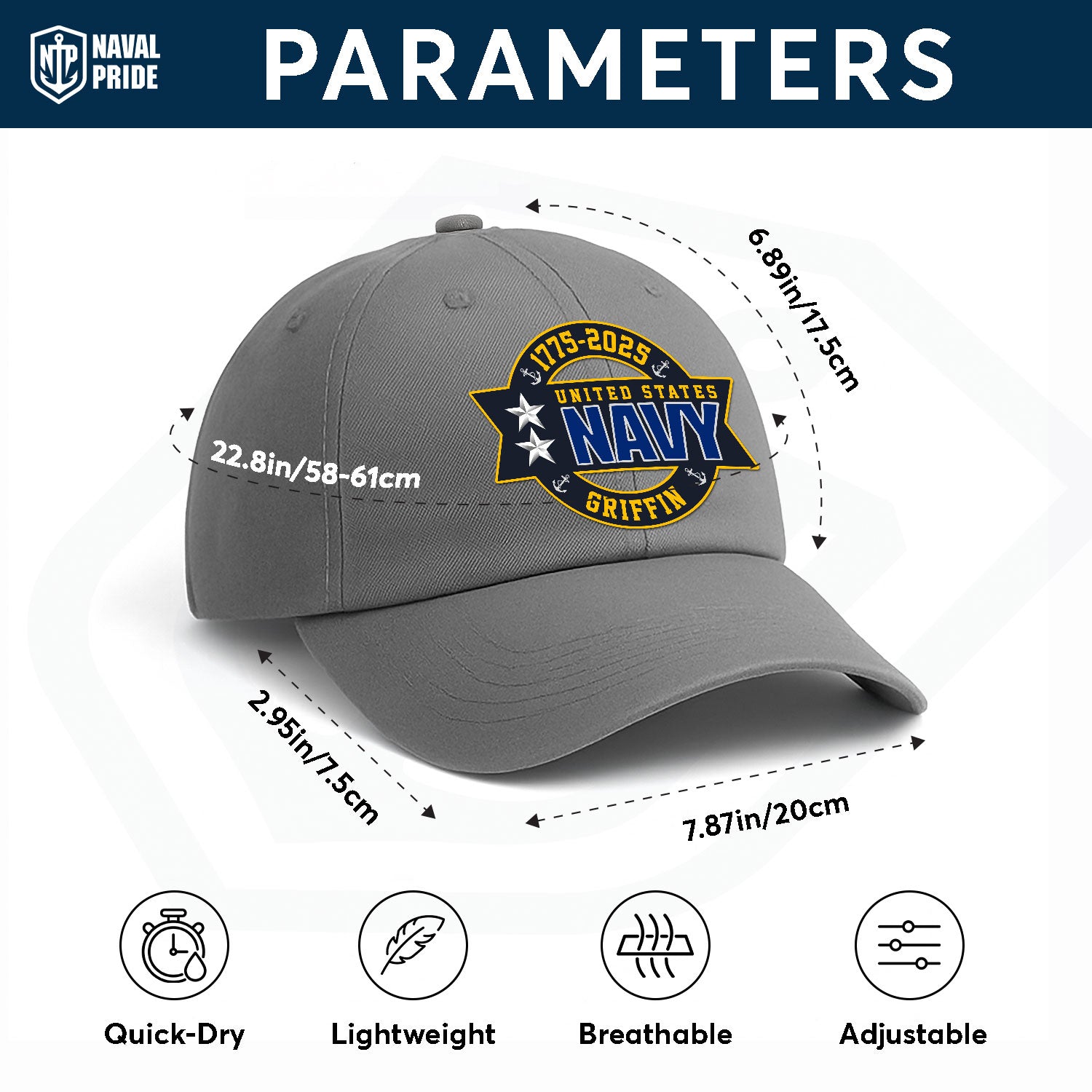 Custom Ranks & Text Premium Washed Denim Cap DC003