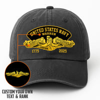 Custom Ranks & Text Premium Washed Denim Cap DC004