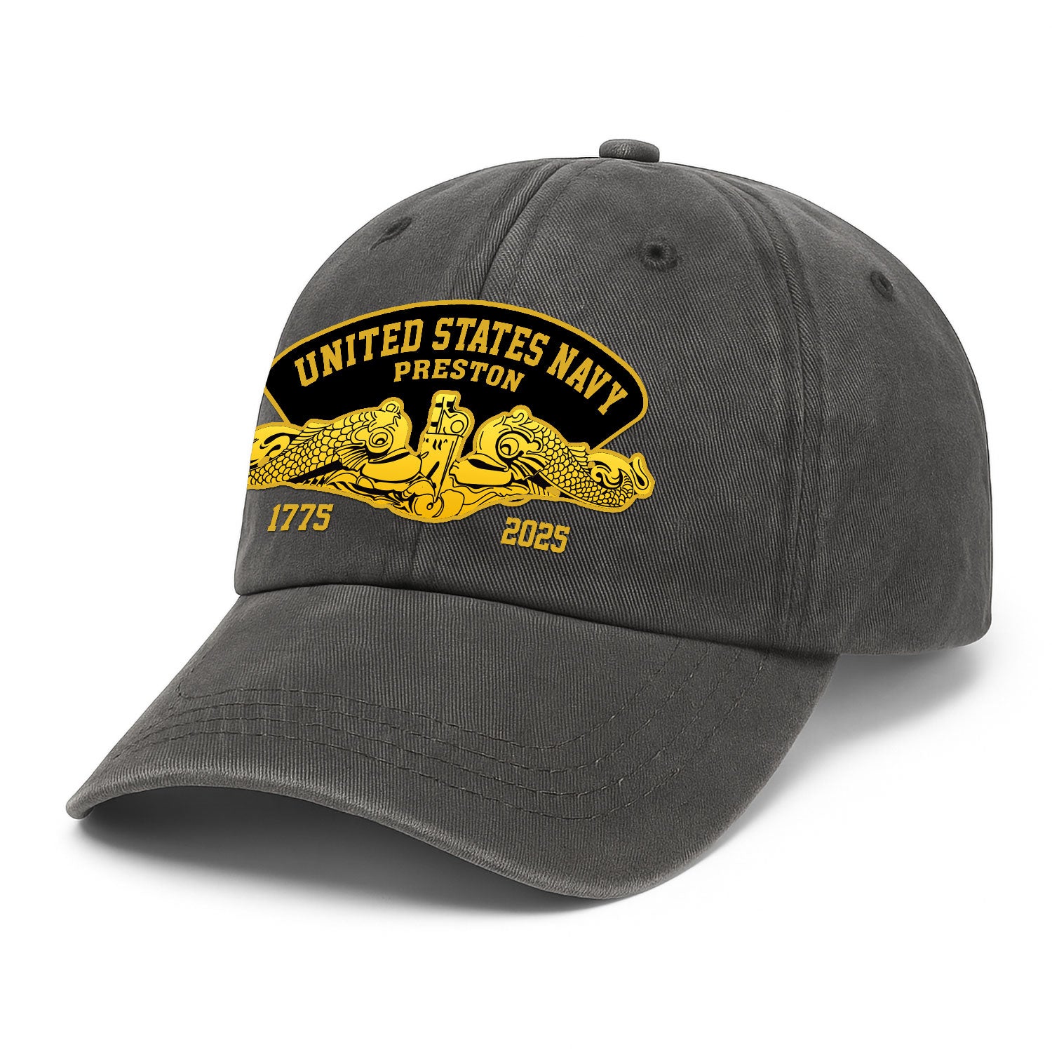 Custom Ranks & Text Premium Washed Denim Cap DC004