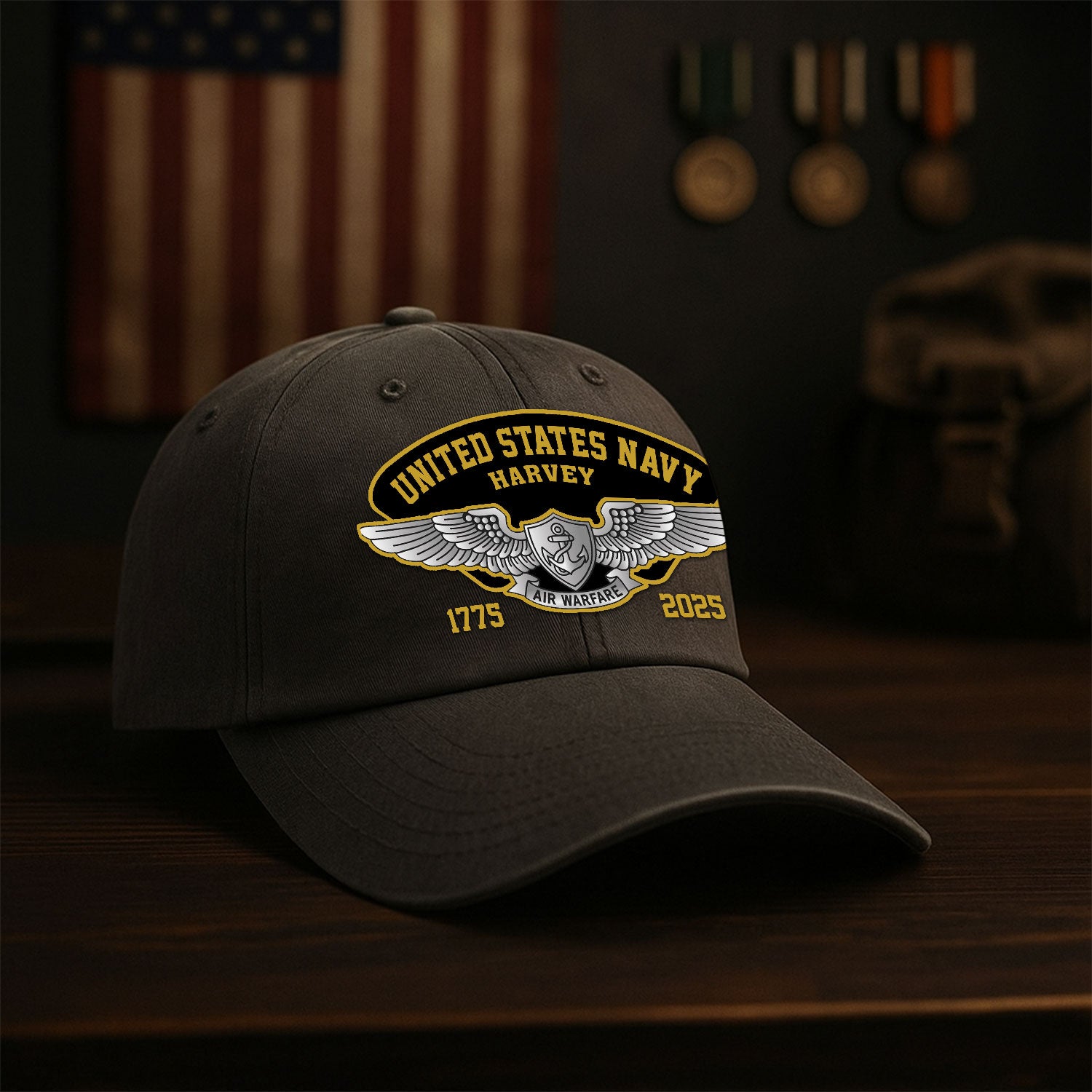 Custom Ranks & Text Premium Washed Denim Cap DC004