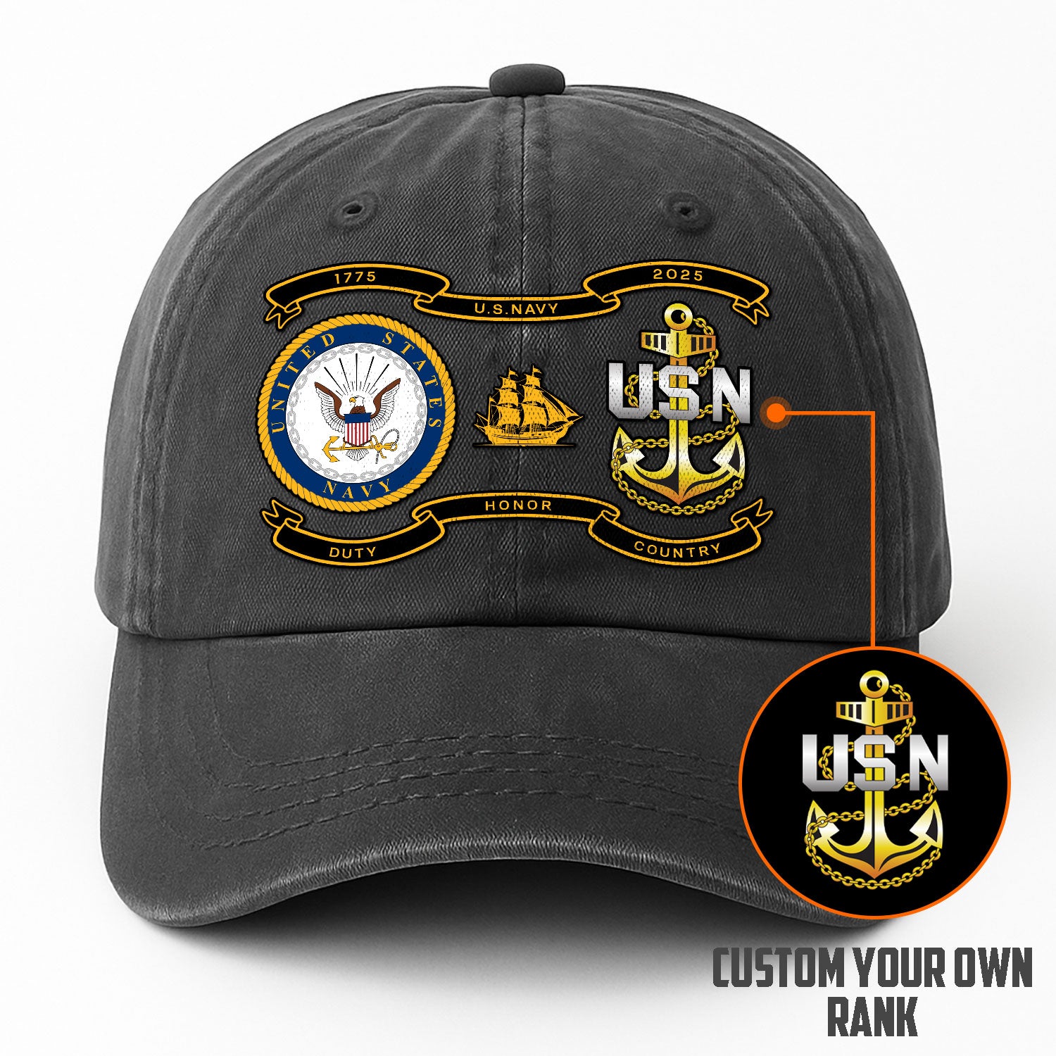Custom Ranks Premium Washed Denim Cap DC005