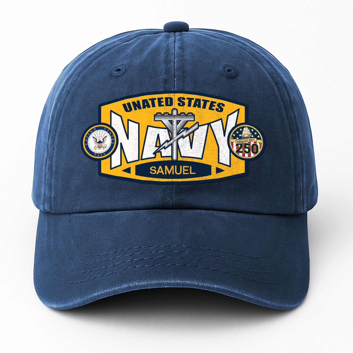 Custom Ranks & Text Premium Washed Denim Cap DC006