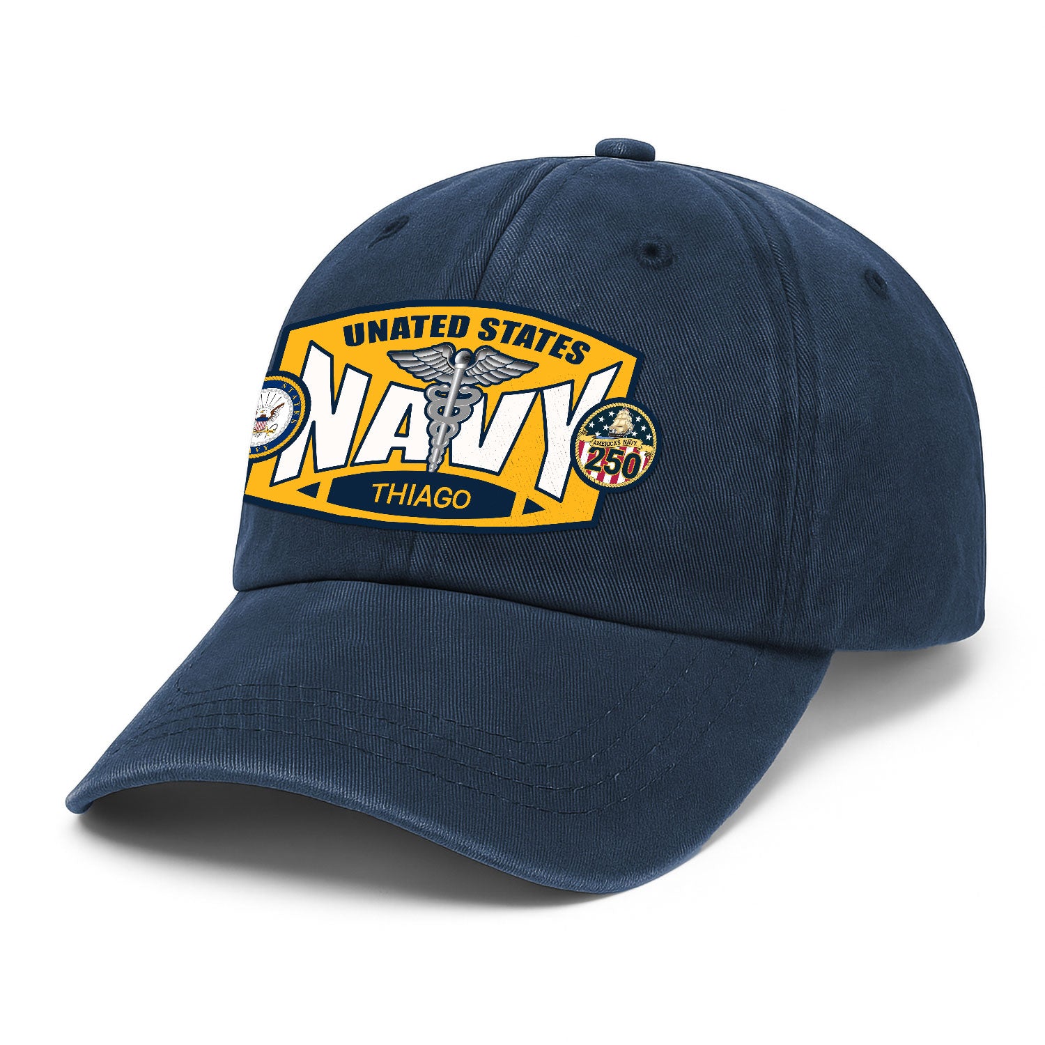Custom Ranks & Text Premium Washed Denim Cap DC006