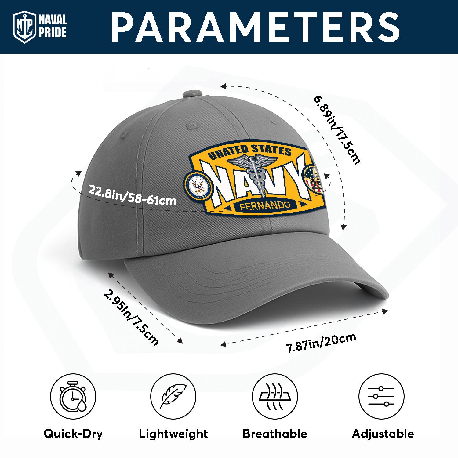 Custom Ranks & Text Premium Washed Denim Cap DC006