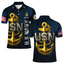 US Navy Polo Shirt – Bold Anchor Design with Custom Rank, Text & Years