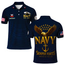 US Navy 250th Anniversary Polo Shirt – Sailor Cap Design with Custom Rank