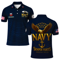 US Navy 250th Anniversary Polo Shirt – Sailor Cap Design with Custom Rank