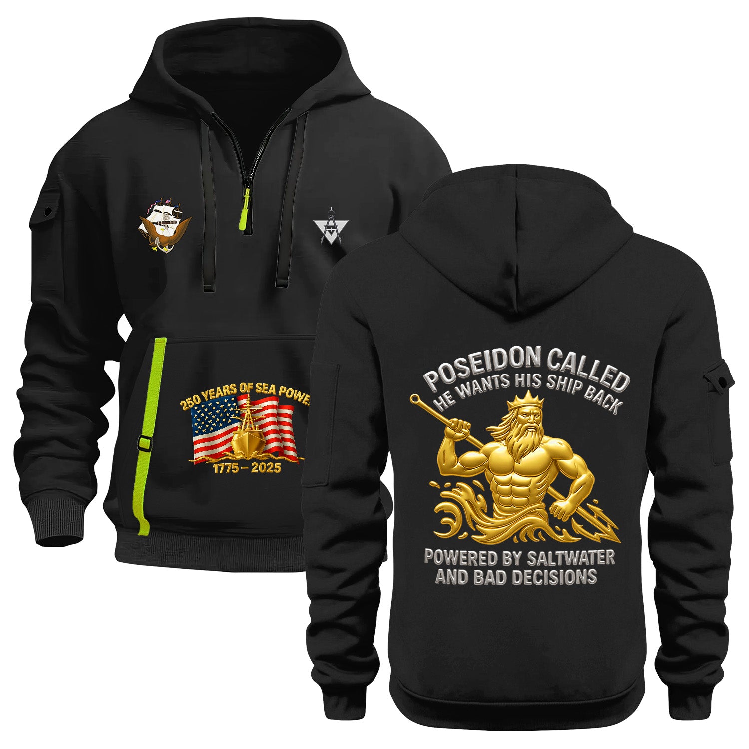 Personalized US Navy Quarter Zip Hoodie KRQZ06