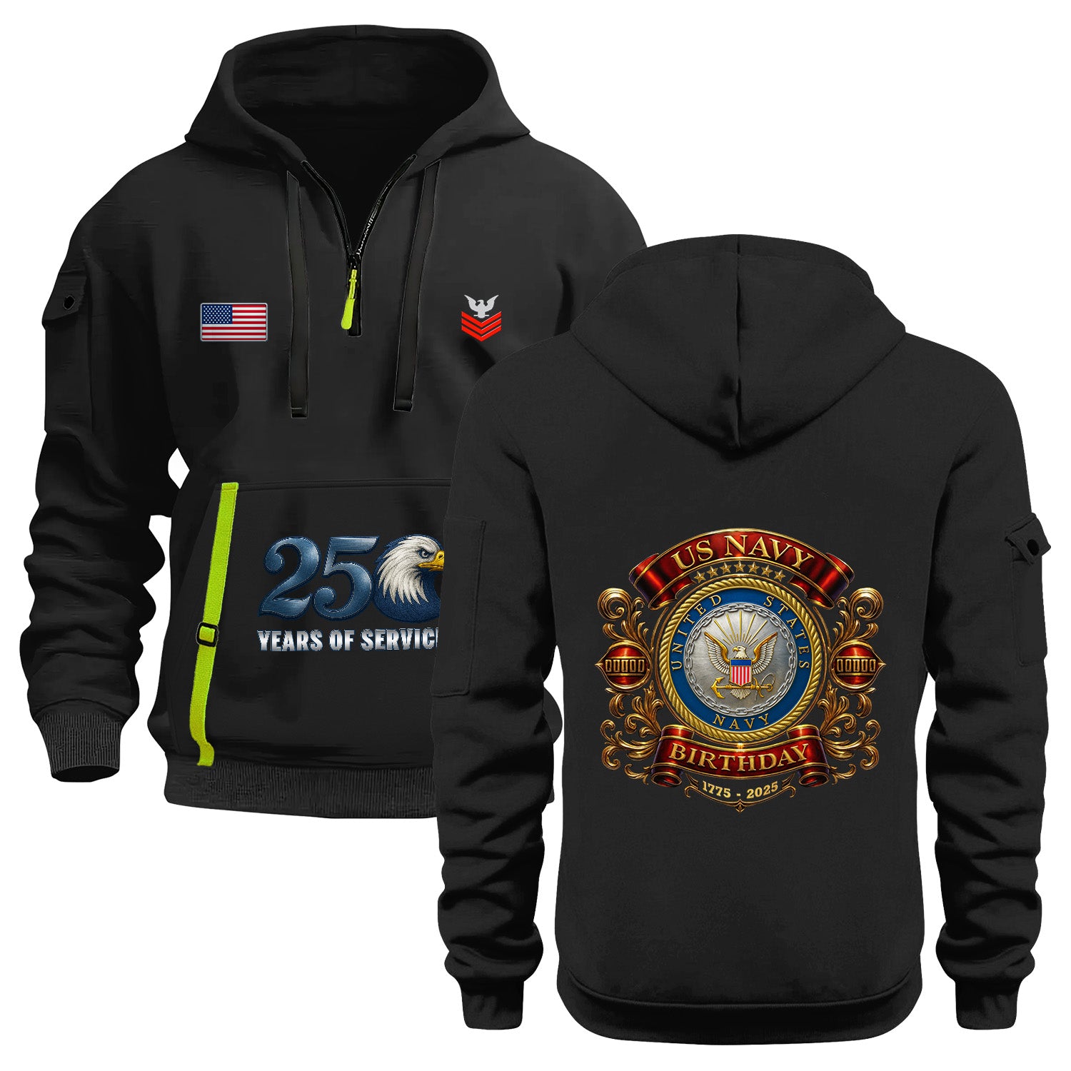 Personalized US Navy Quarter Zip Hoodie KRQZ08
