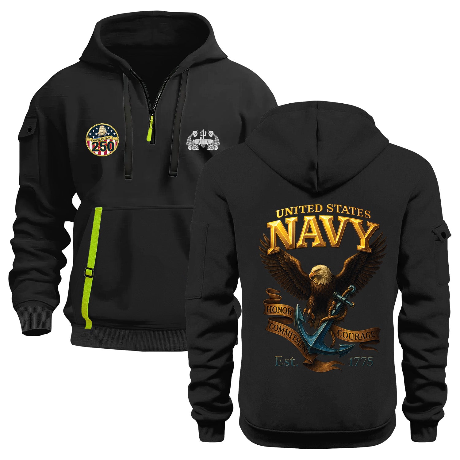 Personalized US Navy Quarter Zip Hoodie KRQZ01