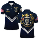 US Navy 250th Anniversary Polo Shirt – Anchor Crest Design with Custom Rank