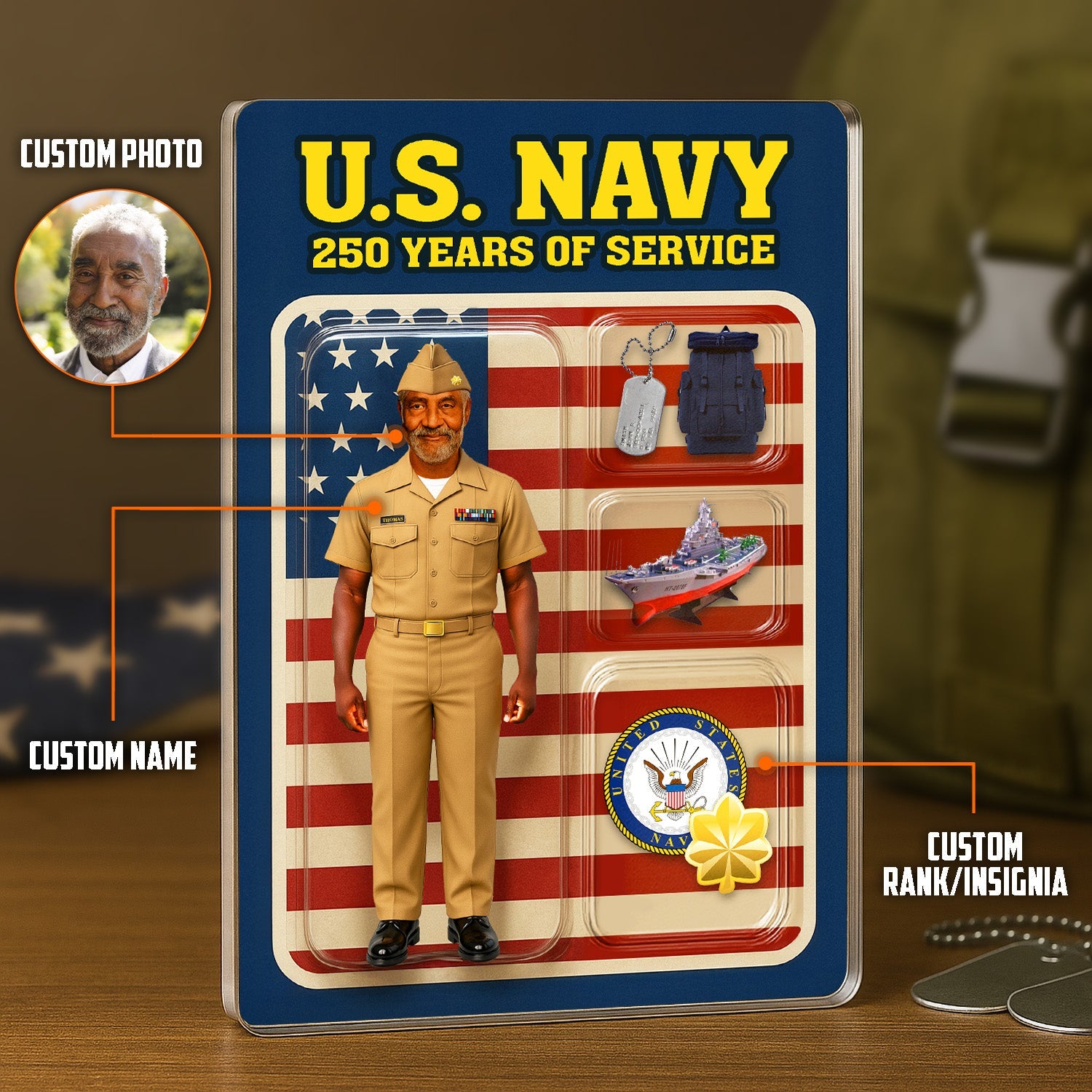 Custom Acrylic Plaque with Photo, Name & Rank