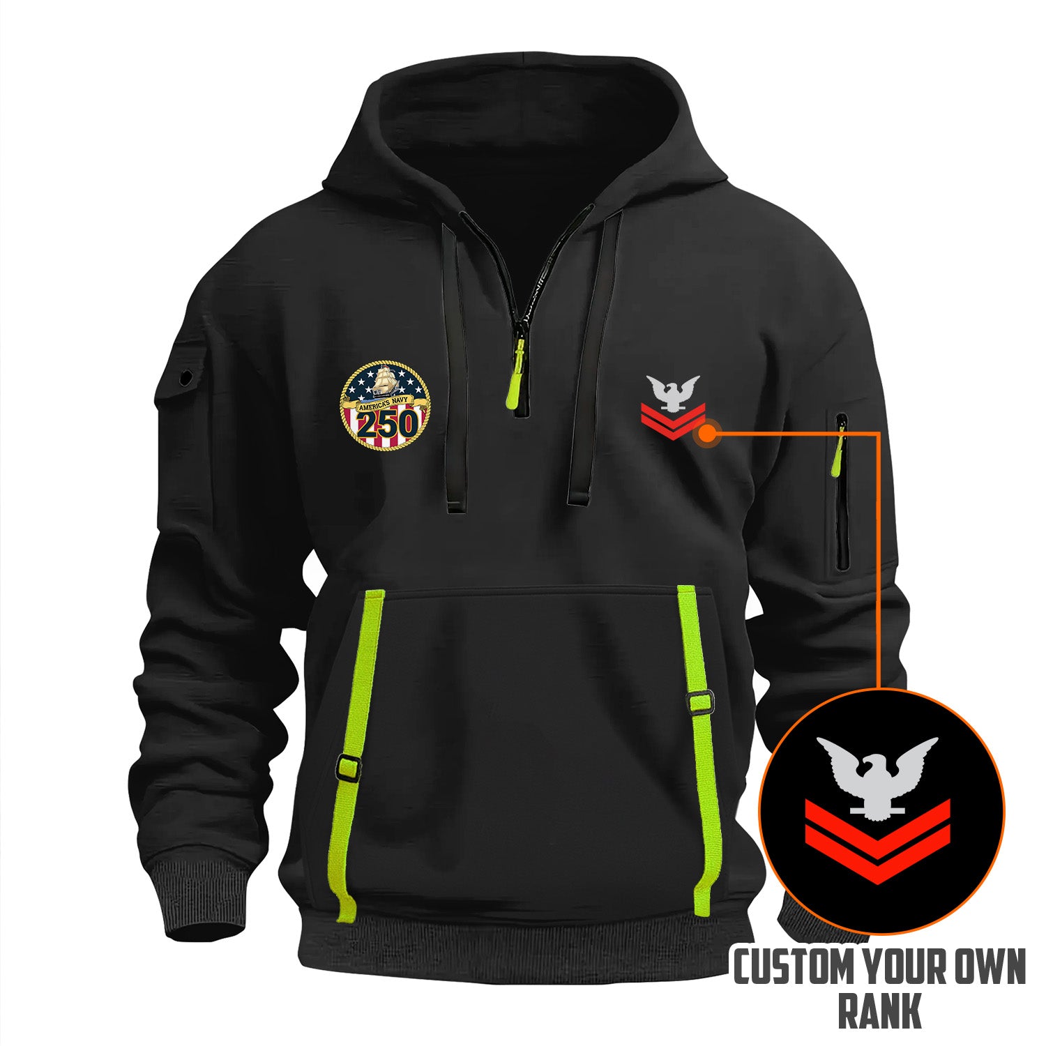 Personalized US Navy Quarter Zip Hoodie KRQZ01