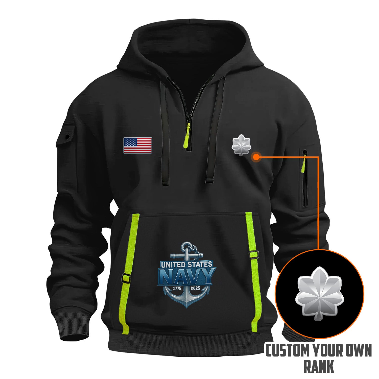Personalized US Navy Quarter Zip Hoodie KRQZ07
