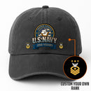Custom Ranks & Text Premium Washed Denim Cap DC020