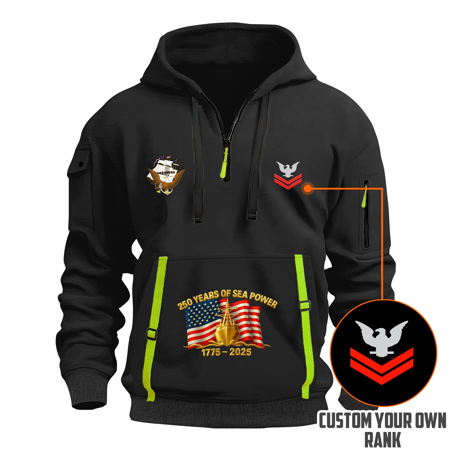 Personalized US Navy Quarter Zip Hoodie KRQZ06