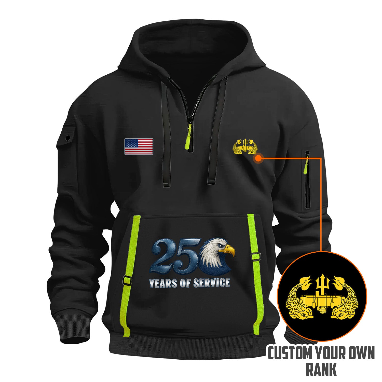 Personalized US Navy Quarter Zip Hoodie KRQZ08